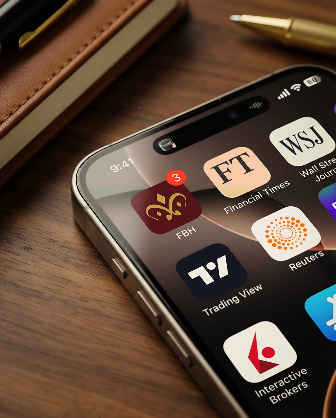 The Faraj Bin Hamoodah app on a phone