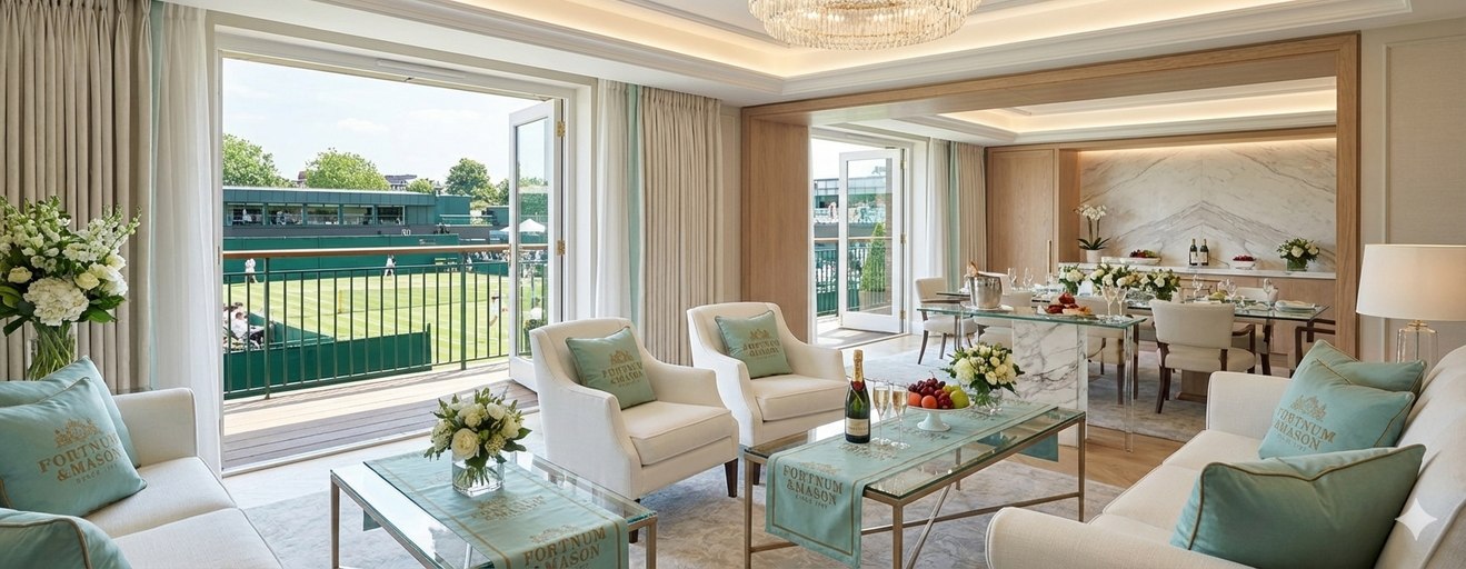 The Fortnum and Mason hospitality suite overlooking the court